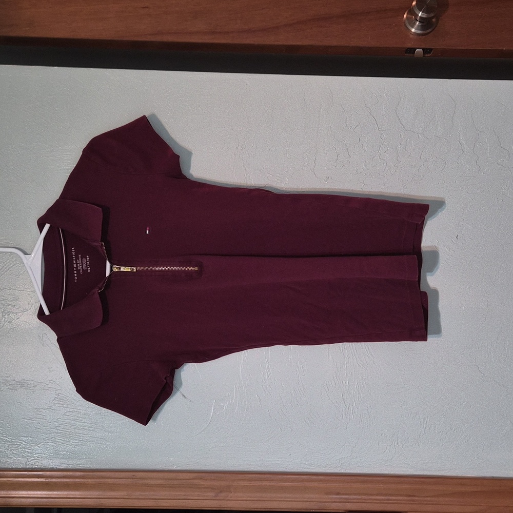 Tommy Hilfiger Maroon Zip Polo Shirt
